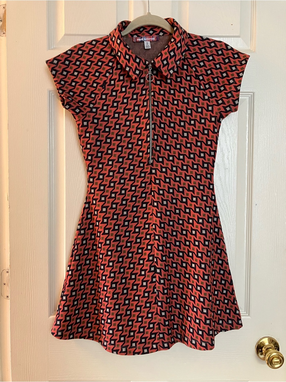 Urban Outfitters Coral Geometric Zip Dress